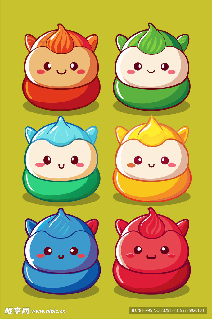 可爱多彩卡通小怪兽集合