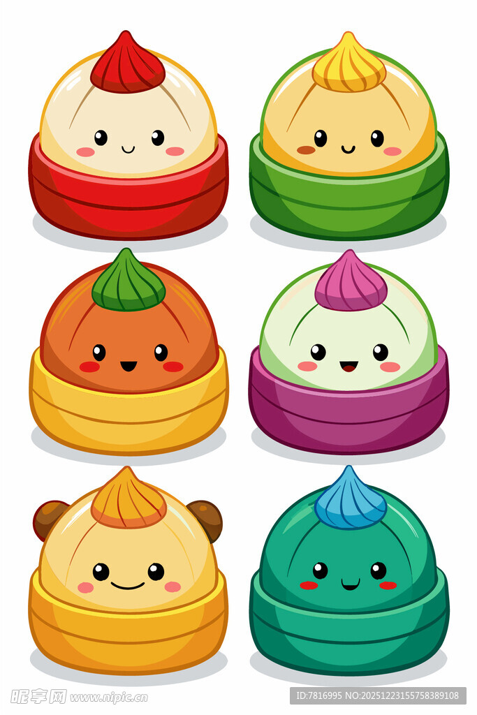 可爱卡通造型的多彩小面点