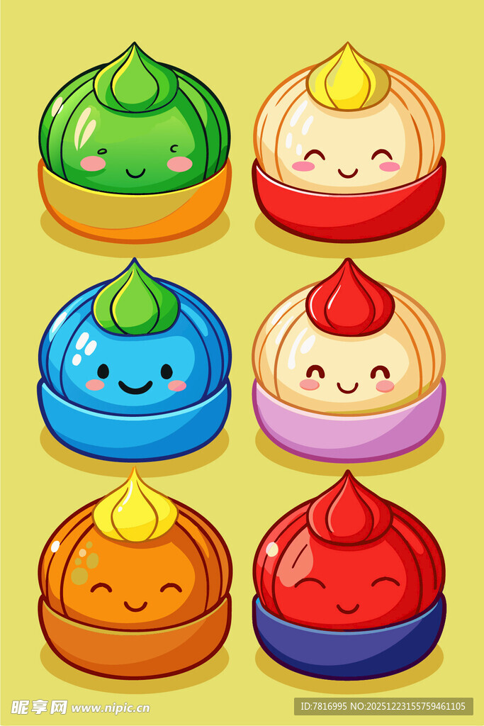 可爱多彩的卡通包子形象