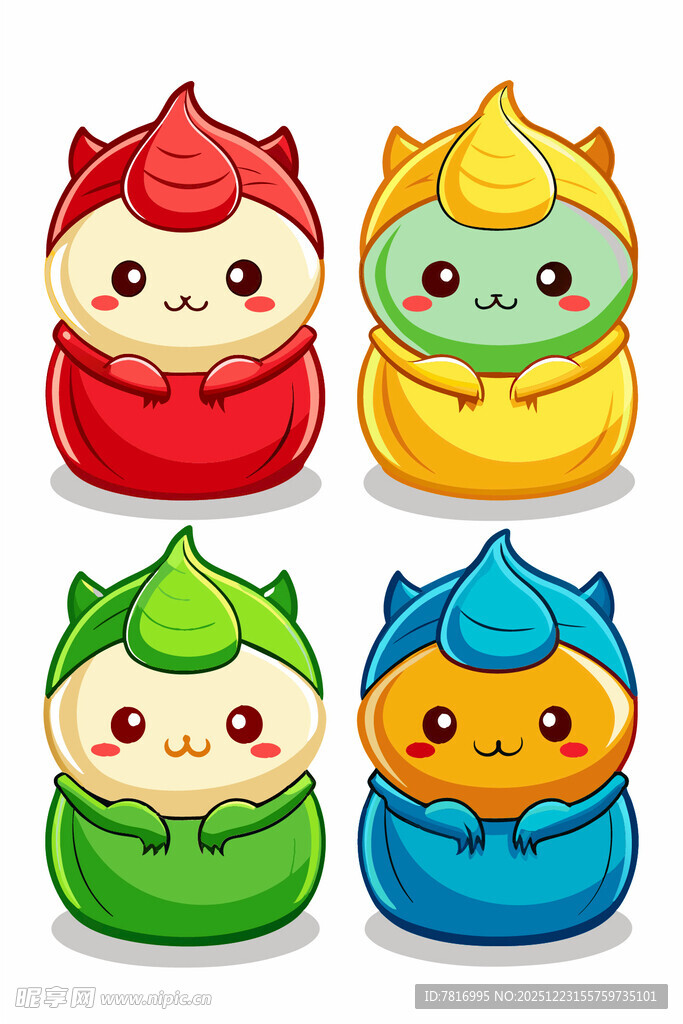 可爱多彩卡通饺子形象