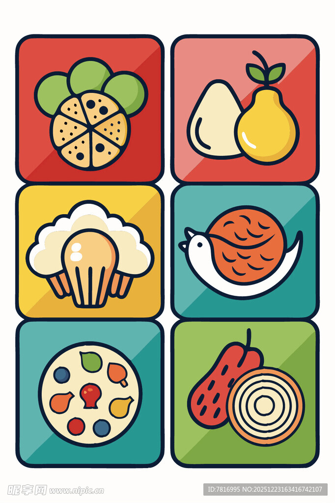 多彩食物图标集合