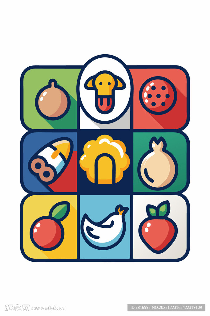 多彩食物图标集合