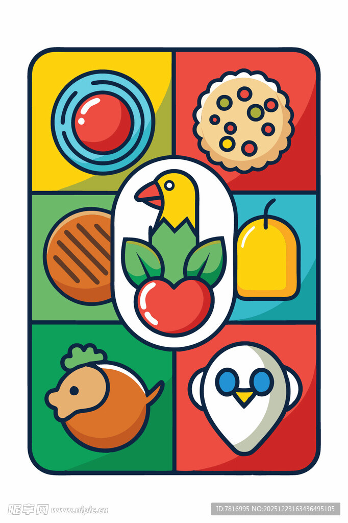 多彩卡通食物拼图