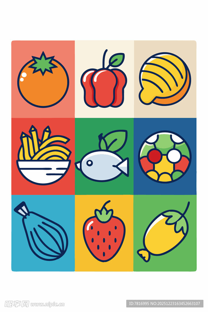 多彩果蔬与美食图案拼图