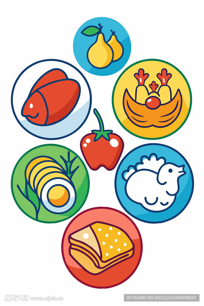多彩营养食物图标集合