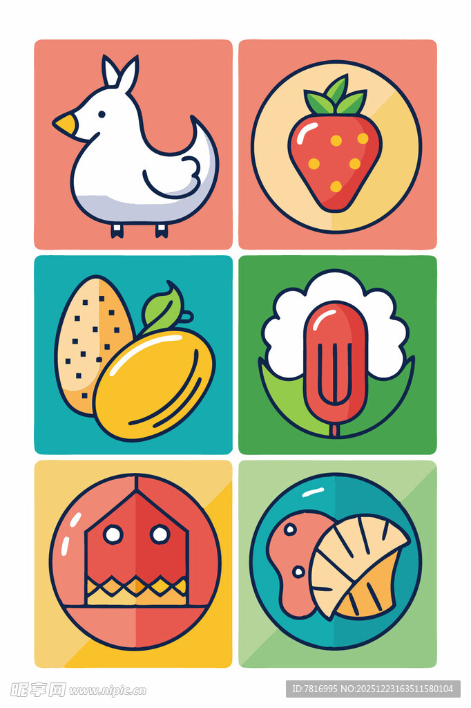 可爱卡通食物与动物图案