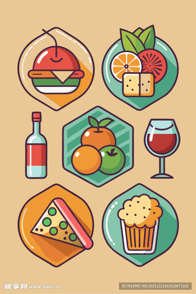 多样美食图标集合