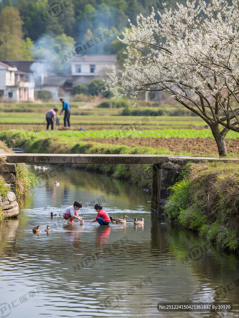 帮我生成图片：小桥流水人家