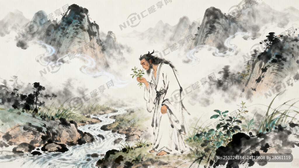 神农尝百草 山谷 中国风 