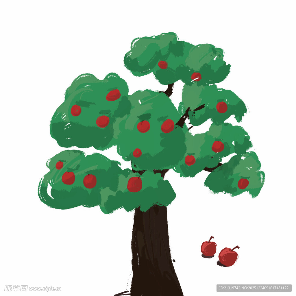 手绘苹果树