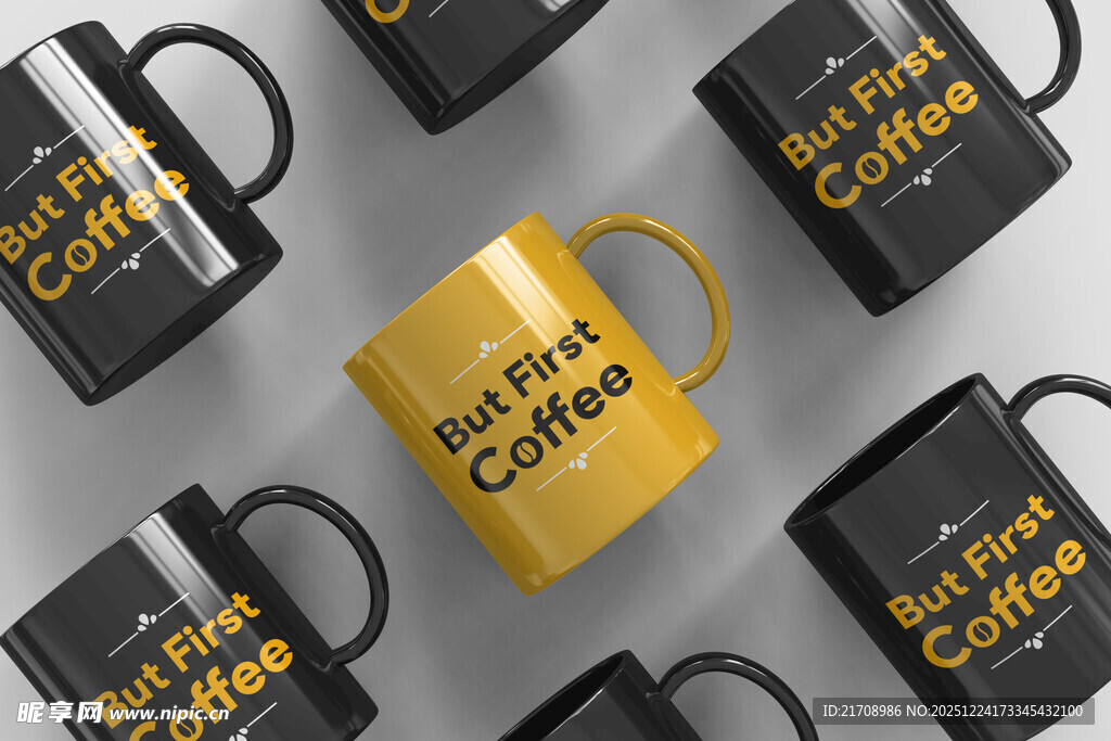 多彩咖啡杯展示