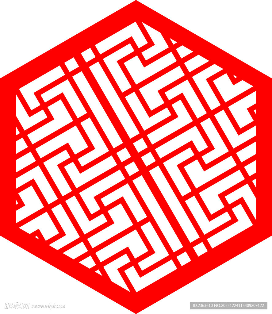 中式六边形镂空窗格