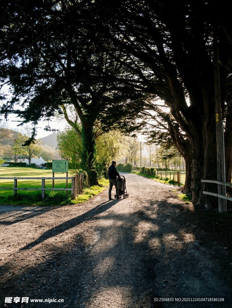林间小道上的骑行者