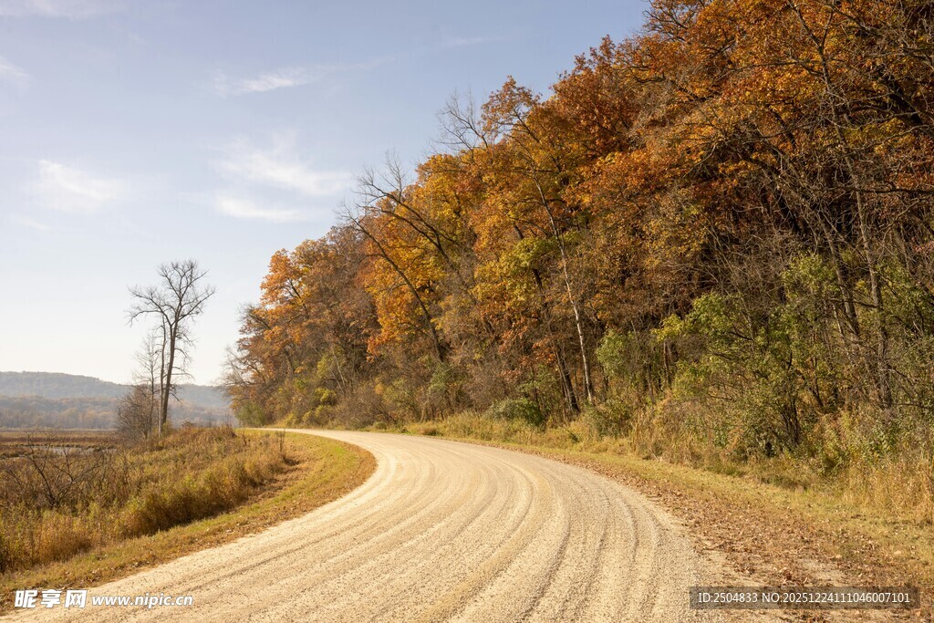 秋日蜿蜒公路美景