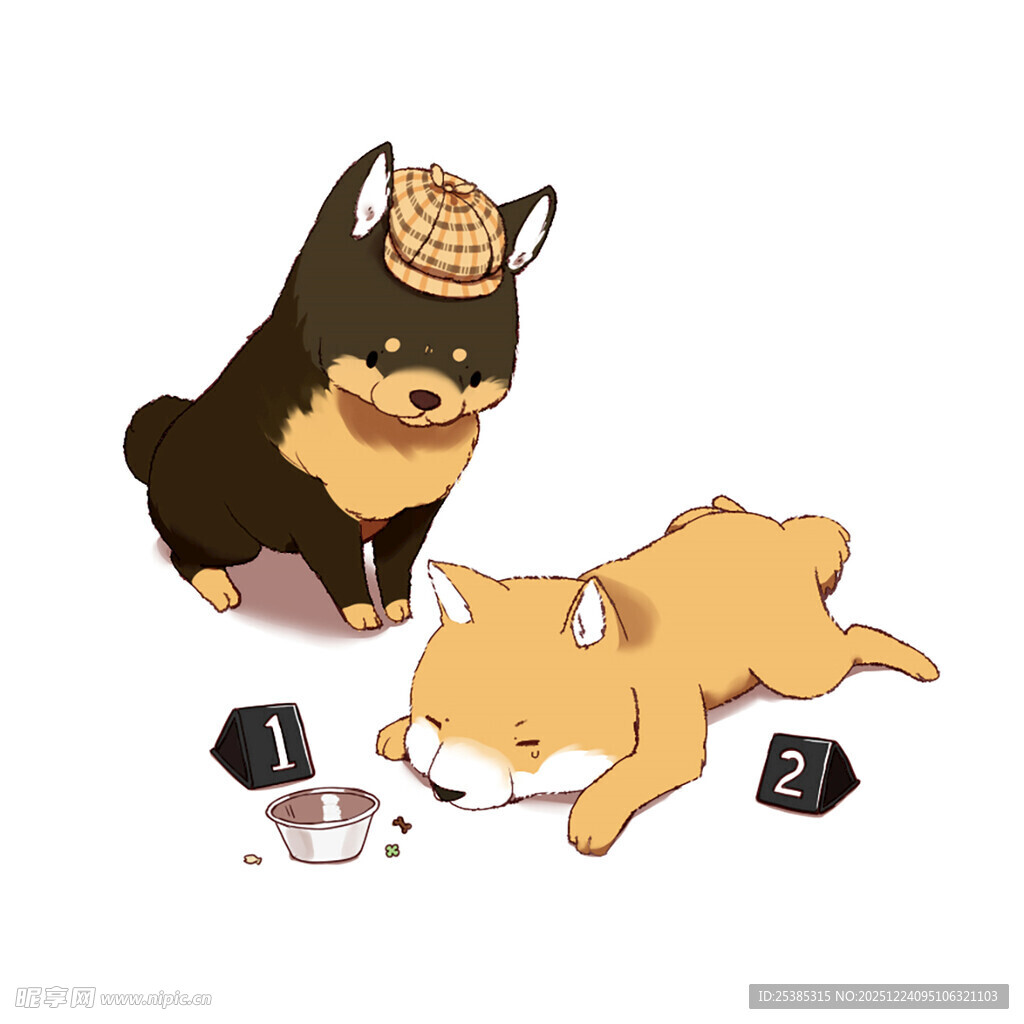 两只萌犬与咖啡杯的场景