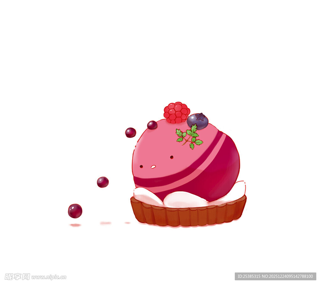 草莓甜点插画