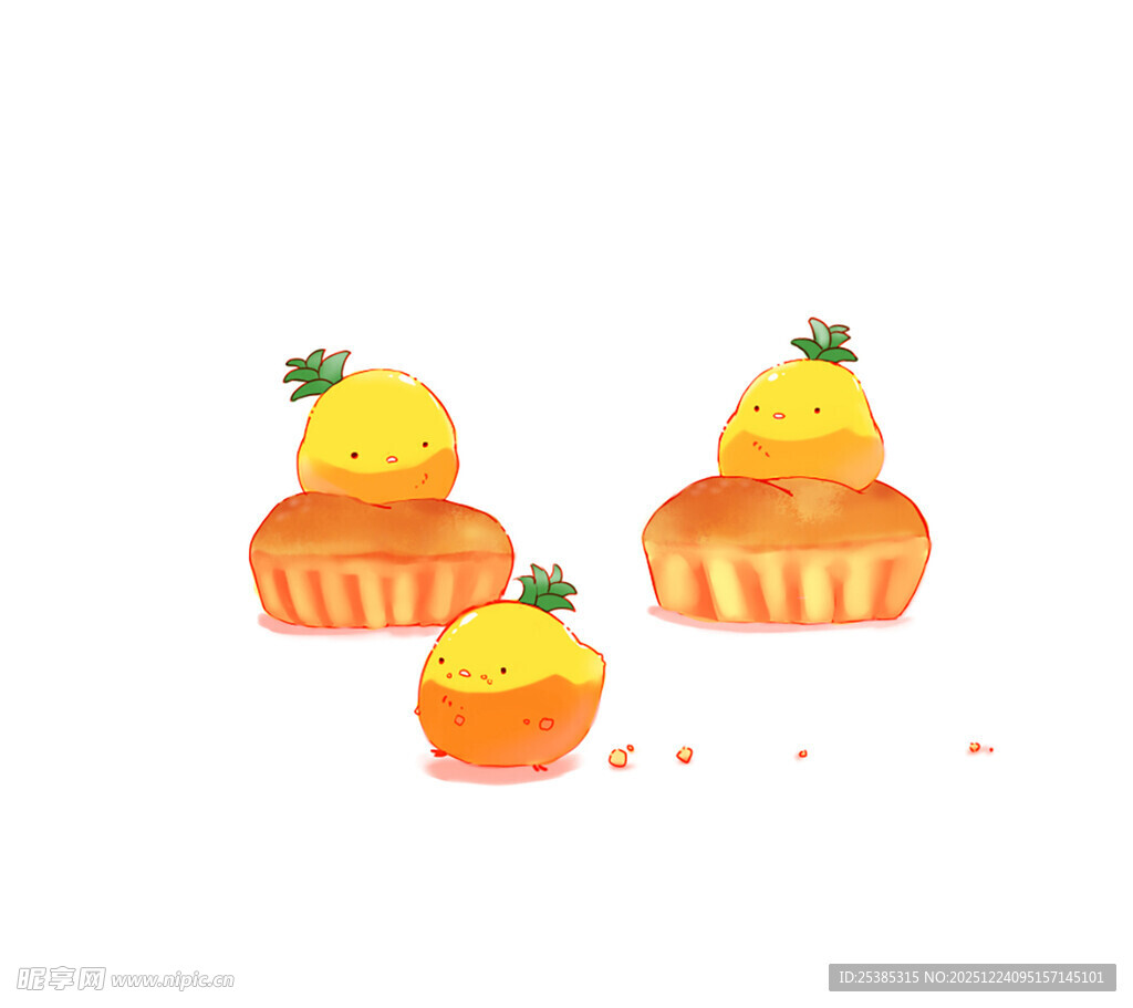 可爱卡通风橙子小蛋糕