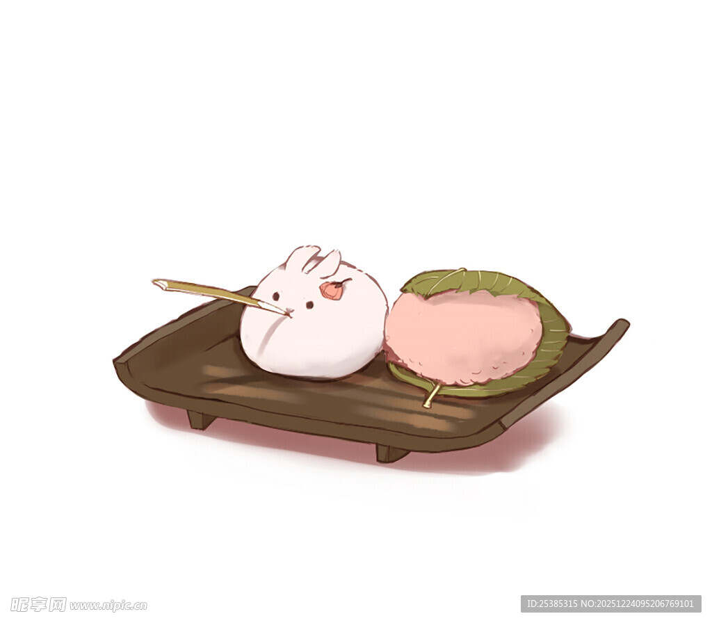 可爱手绘风双色团子