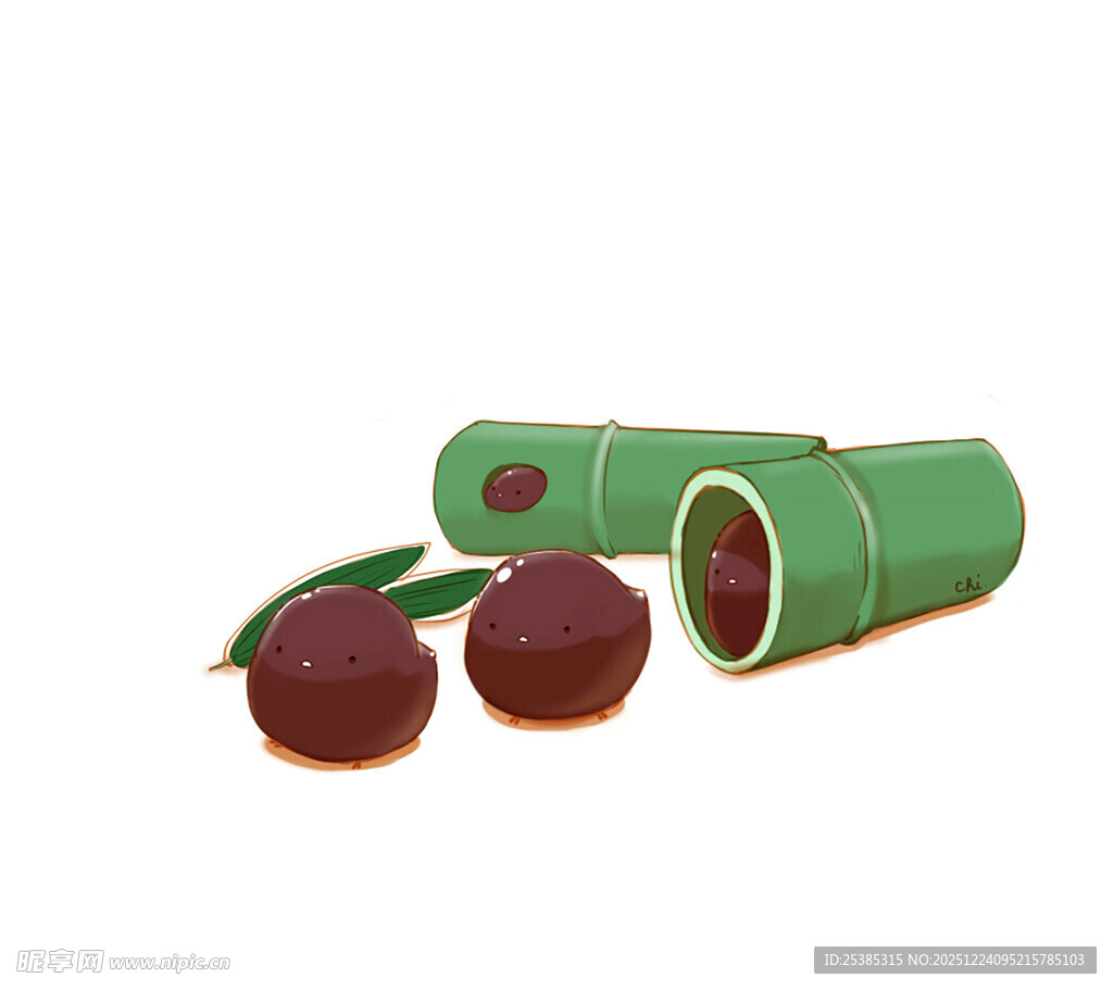 剥开的绿色卷筒装红枣