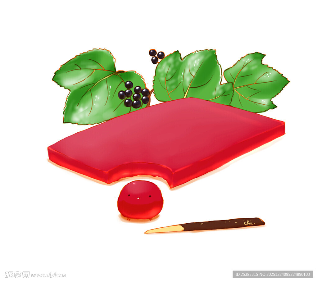 红色膏体配绿叶浆果