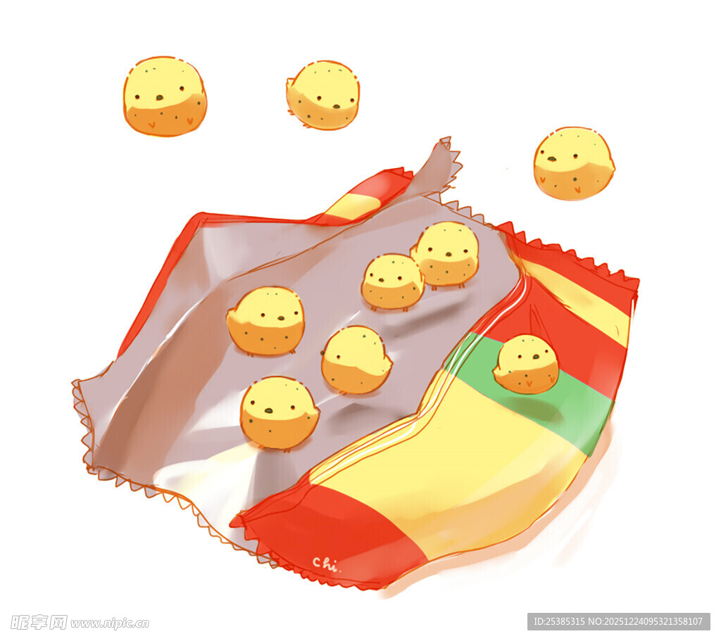 袋中可爱小黄鸡零食画面