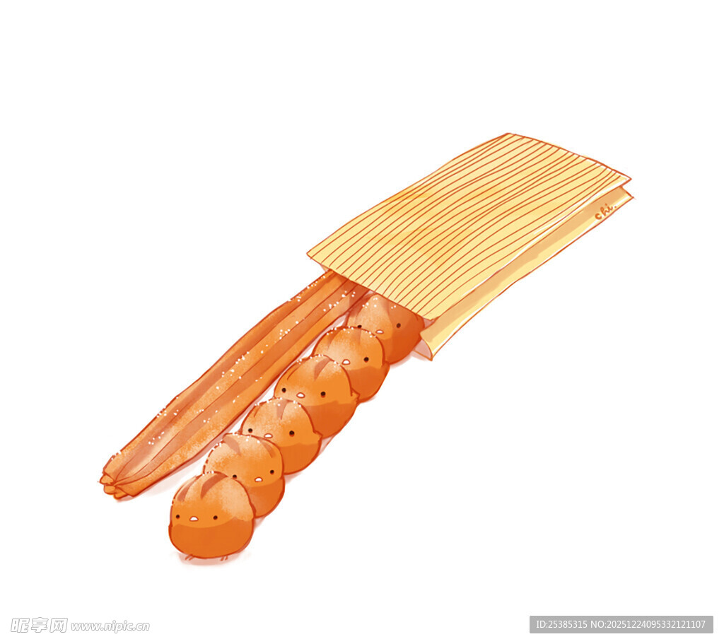 竹签包裹的美味香肠