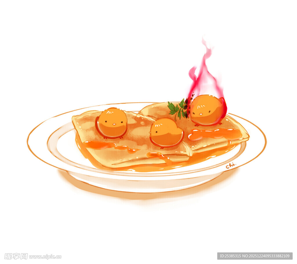 美味橙味薄饼摆盘精致