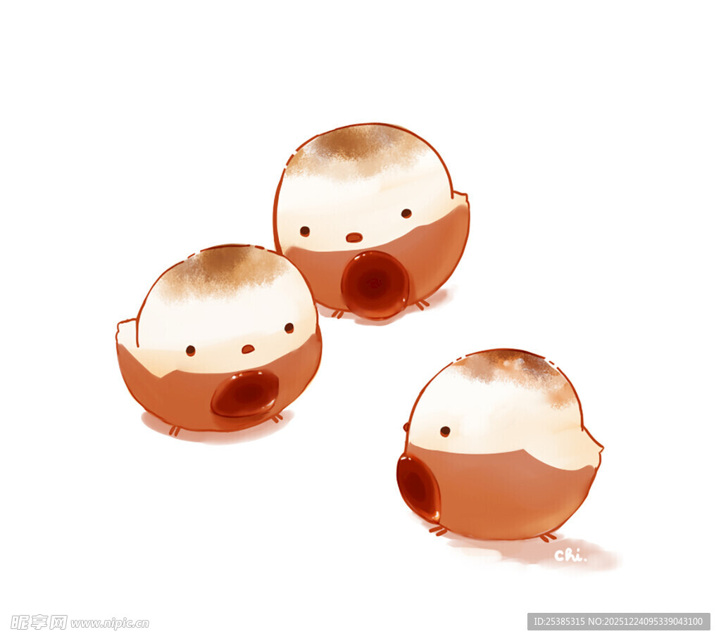 可爱水彩风三只卡通鸡蛋