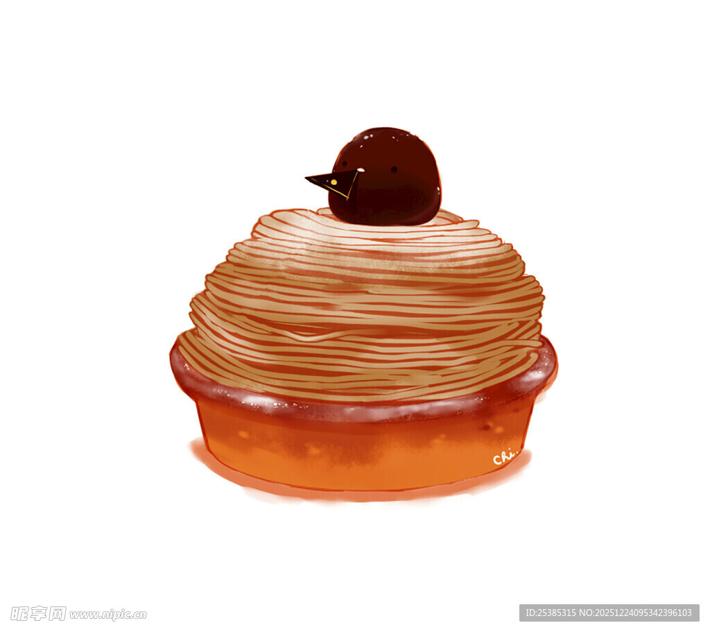 手绘美味樱桃奶油小蛋糕