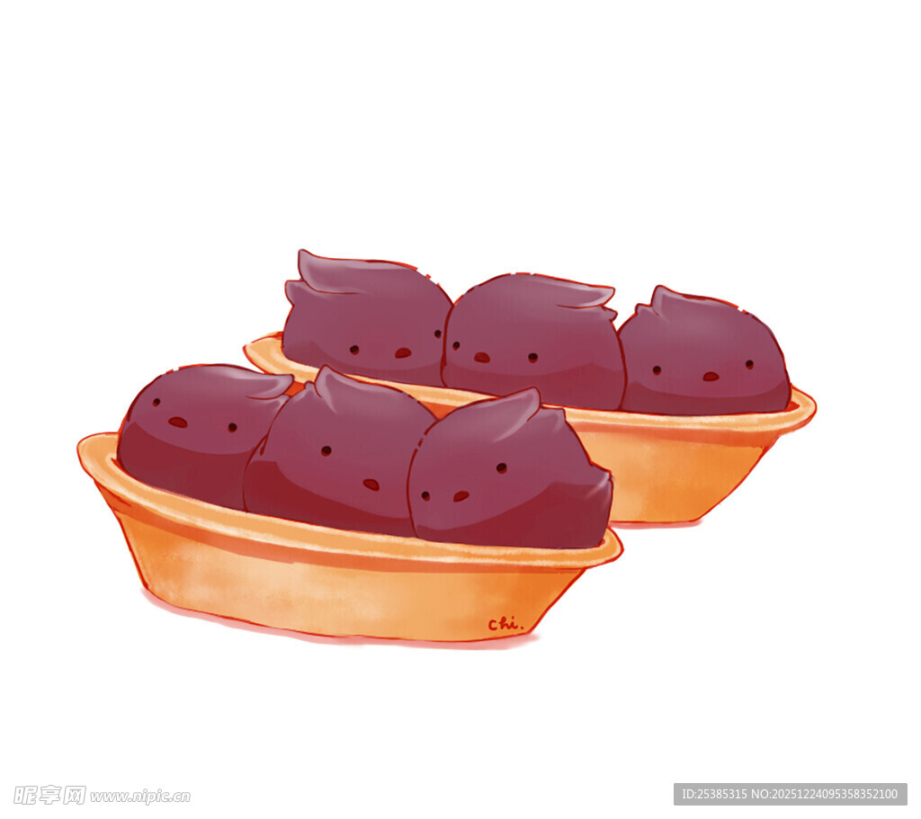 两碗紫黑色食物插画