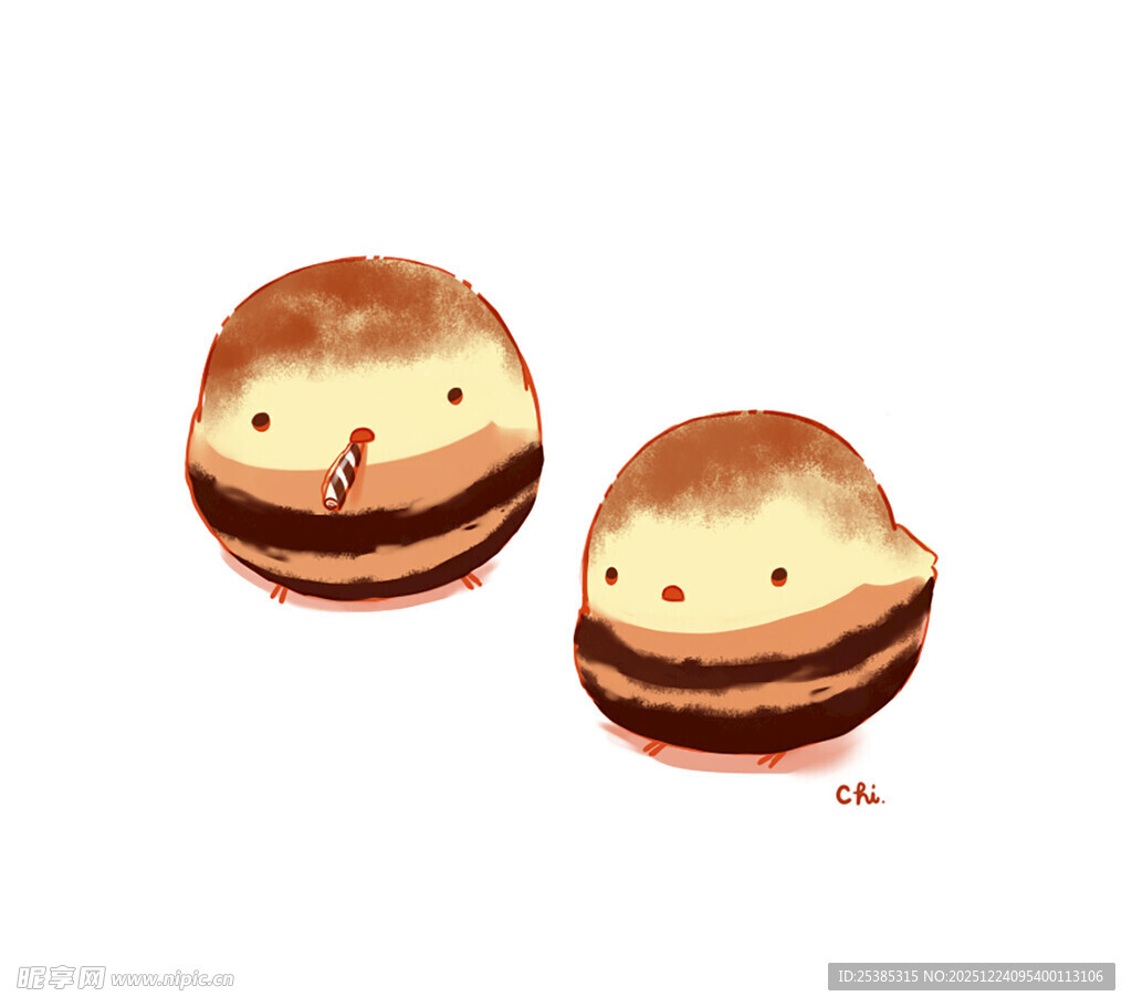 可爱双色卡通小点心