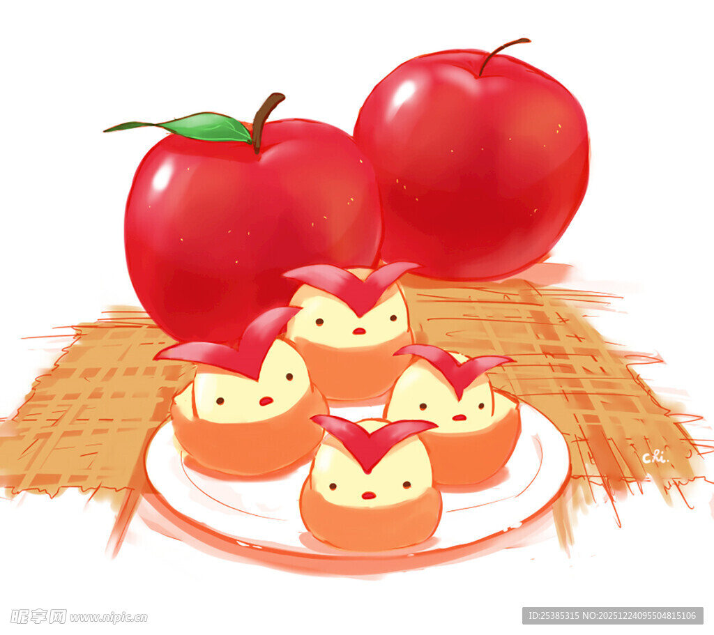 苹果与可爱点心的美味组合