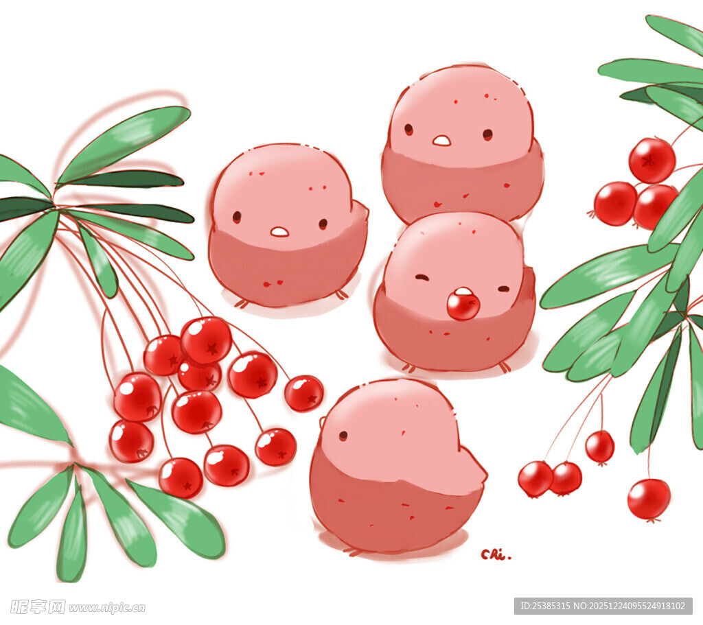 可爱心形糕点与浆果组合