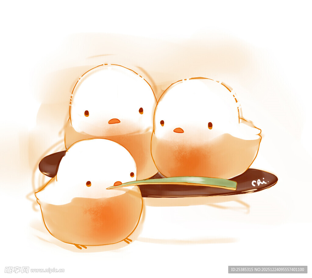 三只萌小鸡的温馨画面