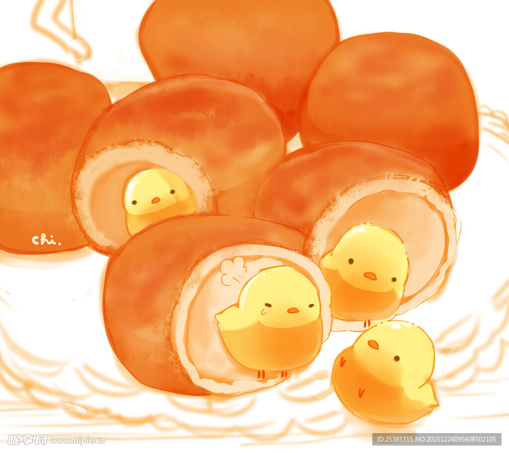 可爱破壳小鸡插画