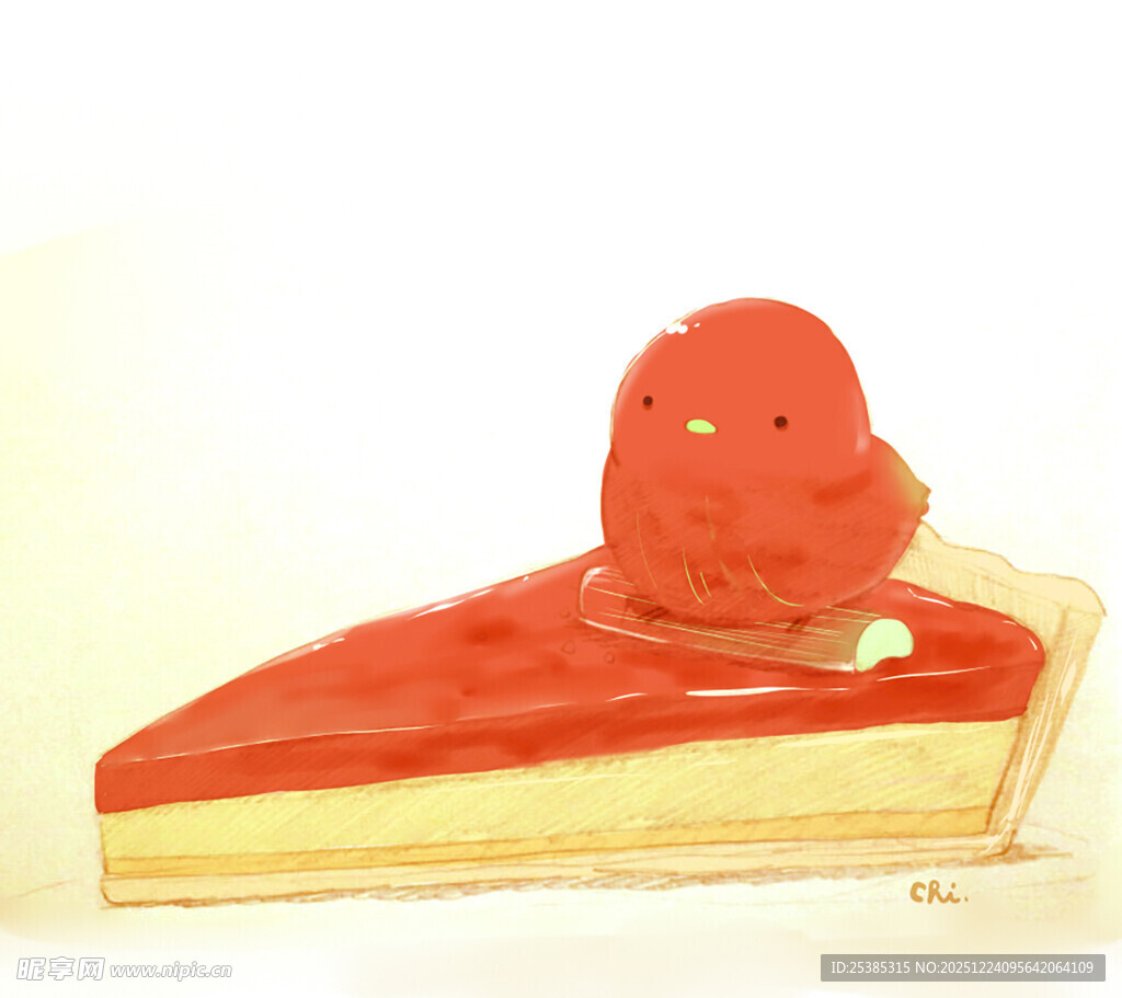 草莓芝士蛋糕插画