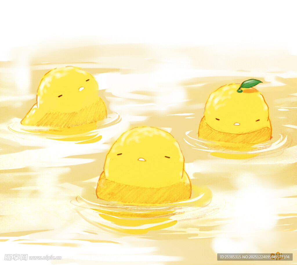 水中萌趣小黄鸭