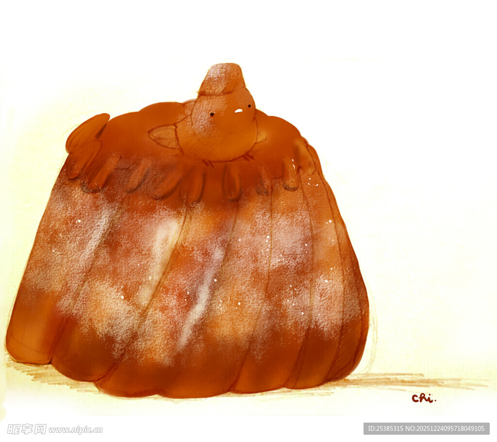 橙色南瓜水彩画