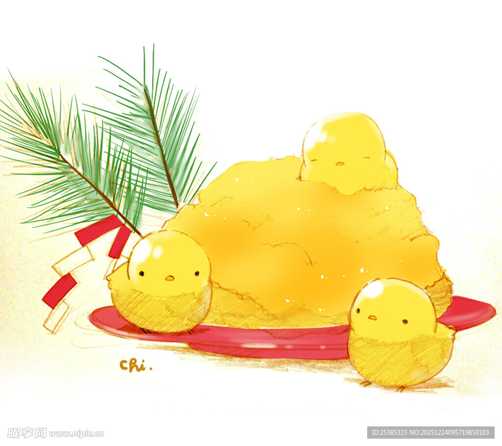 可爱小黄鸡与美味糕点