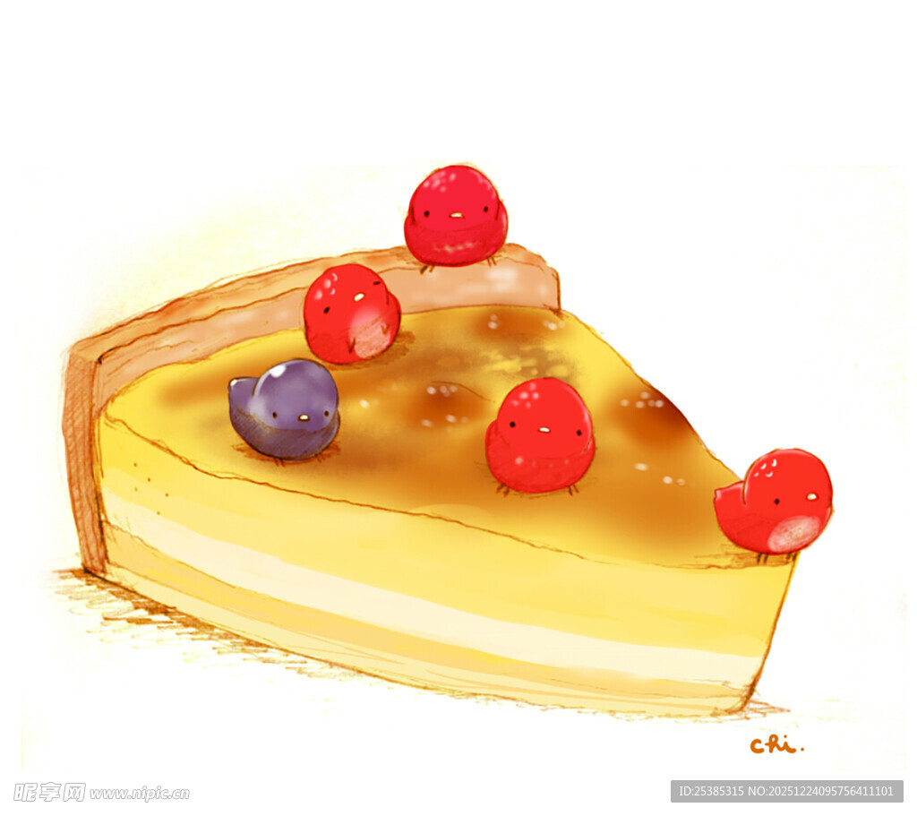 美味水果芝士蛋糕切片