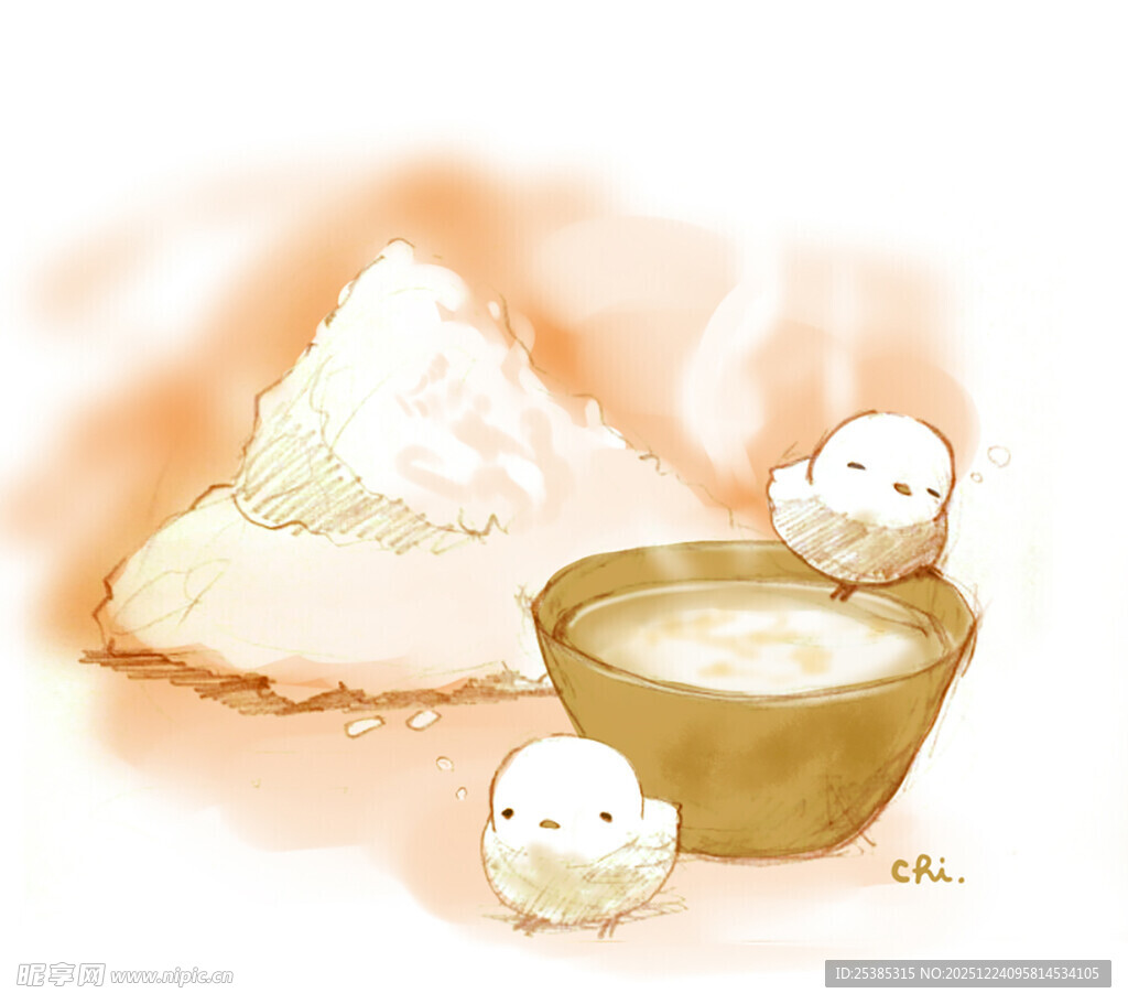 可爱雪人伴热饮与糕点