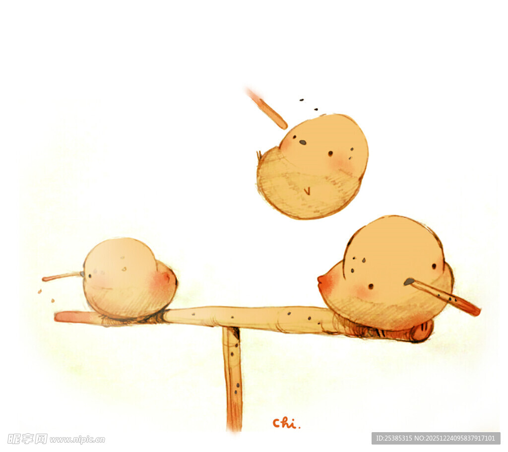 萌趣土豆玩跷跷板