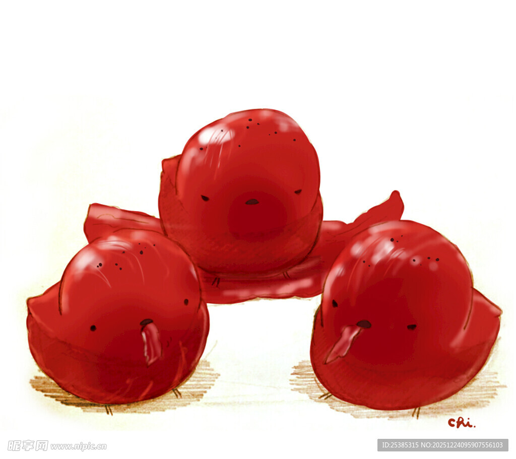 三只红色卡通小猪摆件