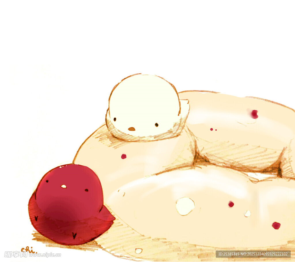 可爱团子与红果相依