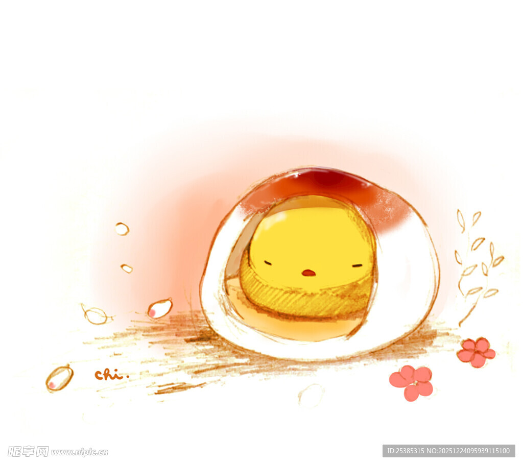 可爱蛋黄小鸡萌趣插画