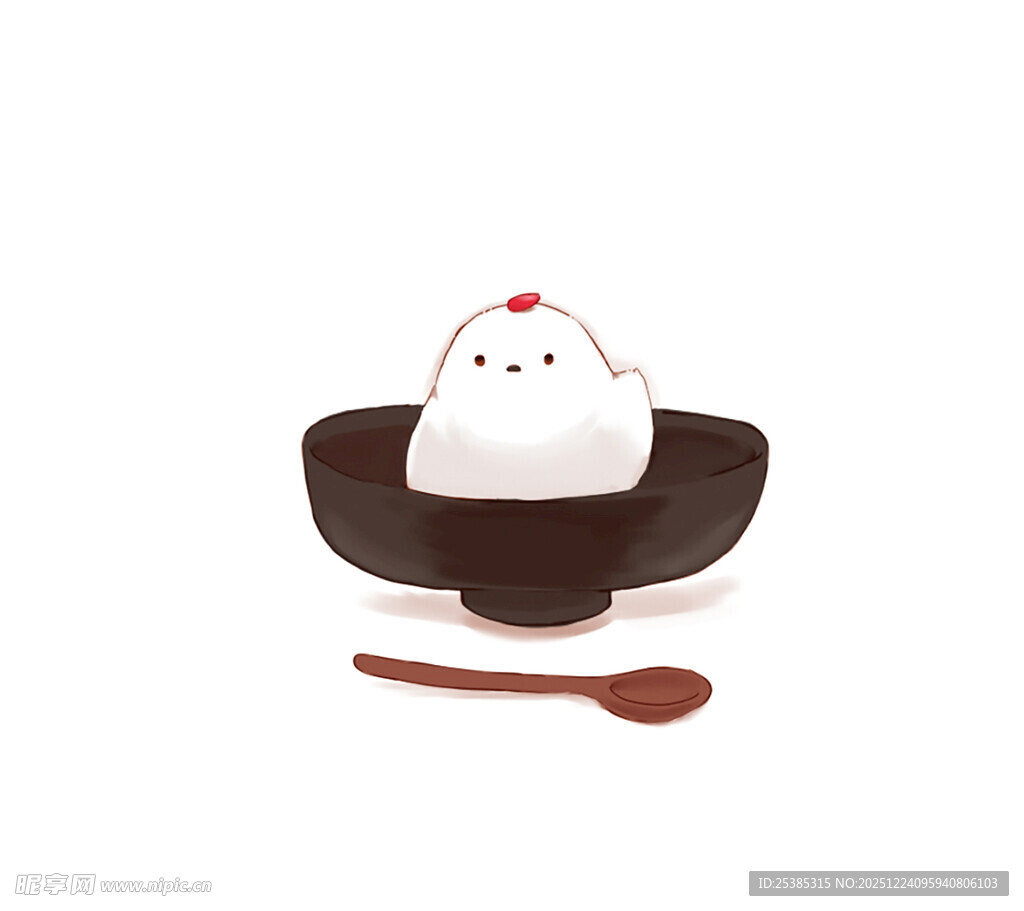 可爱白团子配勺与容器