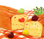 美味切片面包与装饰水果