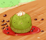 抹茶纸杯蛋糕洒落红豆