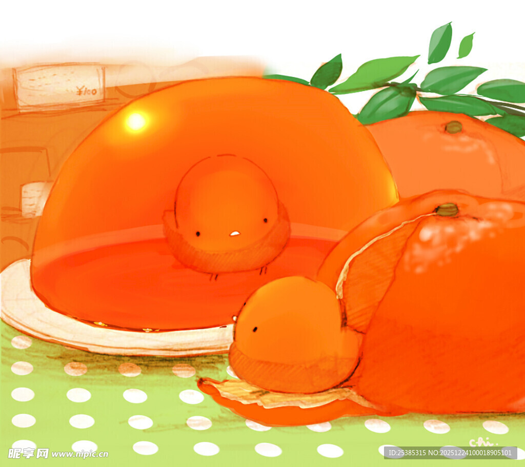 可爱果冻橙插画