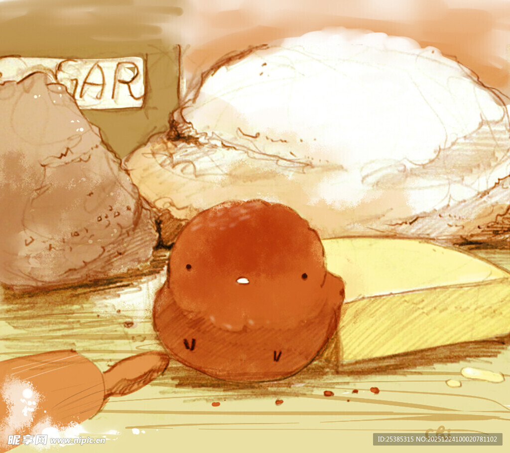 可爱卡通食物小场景